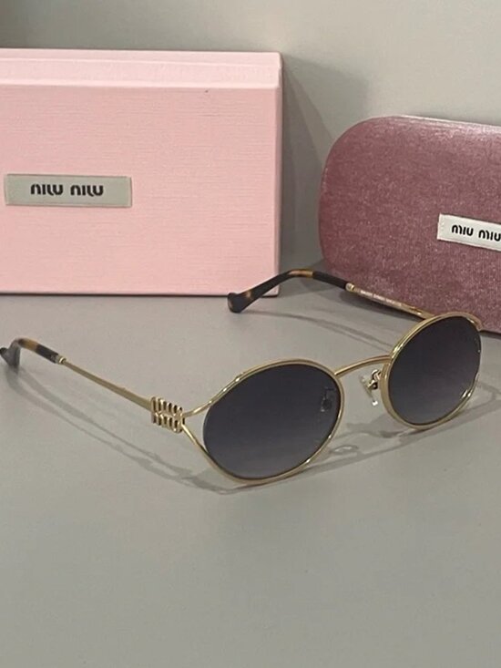 Miu Miu Oval Gold Frame Sunglasses main image 4
